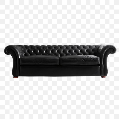 Free Black Leather Sofa PNG Download